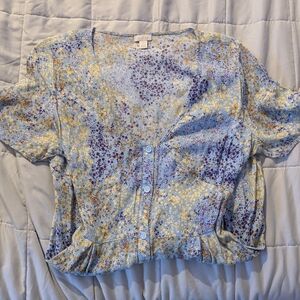 Hinge Flowy Floral Button-Front Dress